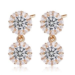 Bridal Double Drop Dangle Halo Earrings